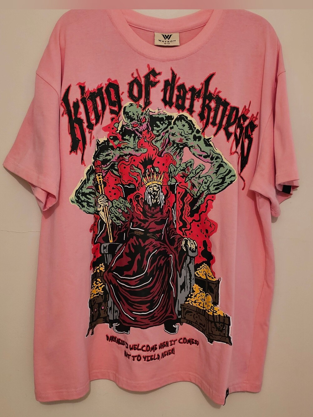 Watson 3XL King of Darkness Graphic Tee - Pink Printed & Embroidered Excellent